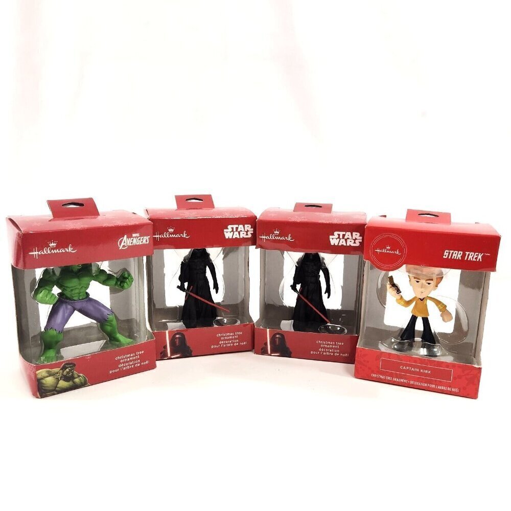 Hallmark Christmas Ornament LOT Avengers Hulk Star Wars Kylo Trek Captain Kirk
